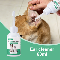 Pet Ear Drops 60ml Ultra-Soft Tip Ear Wash Cleaner for Dogs Cats - Gentle Wax Remover, Deodorizing Soothing Ear Hygiene Care