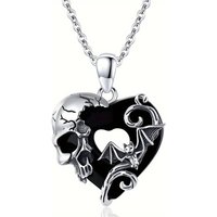 Halloween Skull Bat Decoration Heart Collarbone Chain Gothic Pendant Necklace Vintage Necklace Halloween Party Accessories