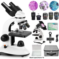 Binocular Microscope 40X-1000X for Students, High Power Lab Microscope with LED Light, for Biology Chemistry Laboratory & Home