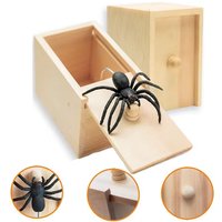 Wooden Spider Prank Box Funny Toy Surprise Spider Scare Box Gag Joke Trick Toys for Adult Kid April Fool Party Props Prank Gifts