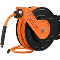 Giraffe Tools Enrouleur Tuyau Air Comprimé 15m+1m, Mural Enrouleur de Tuyau d'Air Comprimé avec tuyau air hybride 3/8", 20Bar/300PSI, Rétractation Automatique, Raccord en Laiton 1/4"