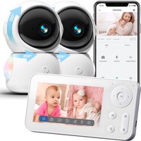 WiFi Baby Monitor with Two Camera Split-Screen Baby Phone via APP Control & 4.3" IPS Screen 2K 3MP Auto Tracking PTZ Baby Camera