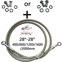 Motorcycle Hydraulic Brake Line Grey Stainless Steel Braided Hose M10 28°-28° Banjo Bolt Set 40/80/120/160/200cm Oil Pipe