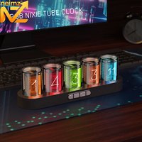 Digitale Nixie-Röhren-Uhr mit RGB-LED-Beleuchtung für Spielzimmer und Desktop-Dekoration. Luxuriöse Geschenkverpackung für Geschenkideen.