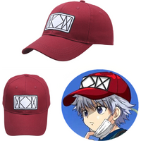 Anime Hunter x Hunter Red Cap Killua Zoldyck Cosplay Cartoon Cap Unisex Adjustable Embroidered Outdoor Riding Baseball Cap