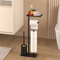 Toilet toilet floor standing paper holder with toilet brush storage tray magnetic suction bracket multifunctional vertical paper