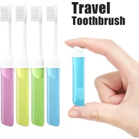 Transparent Candy Foldable Portable Mini Travel Toothbrush Small Dental Brush Folding Traveling Adult Toothbrush in Colors