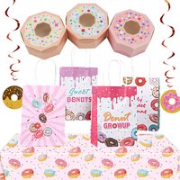 Donut Party Favors Paper Candy Treat Boxes Doughnut Paper Bag with Handle for Wedding Baby Shower Girl Birthday Party Decors