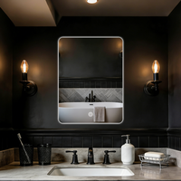 45x60cm Hardwired Bathroom Wall Mirror Bathroom Mirror Lighting Mirror With LED Light Touch Switch 3 Colors Dimmable Waterproof
