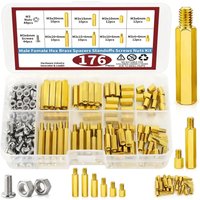 176pcs M3 Motherboard Standoffs And Screws Kit Hex Male-Female Brass Spacer Standoffs Laptop Construction Kit