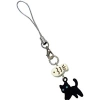 New Black Cat Phone Charms Pendant Handmade Y2K Style Key Chain Fashion Embellishment Cellphone Lanyard CCD Camera Gifts