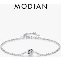 MODIAN 0.25CT Moissanite Bezel Setting Bracelet For Women Diamond 925 Sterling Silver Elegant Chain Bracelet Wedding Jewelry