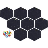 8Pcs Hexagon Felt Board Tile Bulletin Memo Photo Boards Self Adhesive Pin Board Notice Message Wall Decor Sticky Photo Display