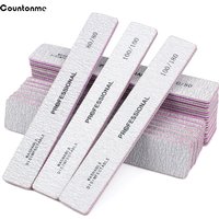Limes à ongles rectangulaires professionnelles, tampon gris, grain 80/100/180, lavables, pour manucure, outils de soins des ongles droits, 20 pièces/lot
