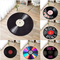 Retro Vinyl Record Pattern Carpet, Exclusive Gift Carpet for Music Lovers Bedroom Decorative Mat, Sofa & Table Chair Floor Mat