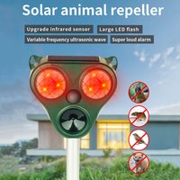 Outdoor Solar Animal Repellent Ultrasonic LED Flash Alarm Sound Scare Pigeon Birds Mouse Dogs Cats Repeller