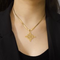 stainless Steel Witchcraft Witch Knot Geometry Long Chain Necklace for Women Viking Pendant Chain Necklace Jewelry Gifts
