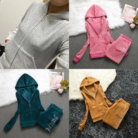 Y2K Velvet Tracksuit with Diamonds 2026 Women's J Zipper Top Jackets and Pants Suit Two-Piece Set