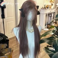 Ashely Lace Front Synthetic Wigs Pink Brown Wig Long Straight Lolita Wig Female Cosplay Heat Resistant Wig for Daily Use 가발