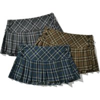 Summer Mini Skirts For Woman Vintage Korean Plaid Skirts For Women Y2k Skirts Pleated Plaid Low Waist Mini Skirts Preppy Style