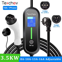Ładowarka Teschev 3.5KW EV, złącze Type2 IEC 62196, 16A, 1-fazowa, stacja ładowania Wallbox Type 1 SAEJ1772 do pojazdów elektrycznych, 2 lata gwarancji