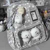 Adorable Star Backpack Simple Style Unisex Shoulder Bag for Junior And High School Students Lightweight Waterproof Zipper Clo...