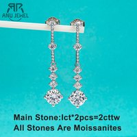 AnuJewel 2.8cttw Moissanite Drop Earrings 925 Sterling Silver D Color Lab Created Diamond Dangle Earrings For Women Jewelry