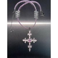 2025 New Necklace Cross Pendant Beaded INS Y2K Cute Trendy Long Neck Accessories for Women Strap Jewelry