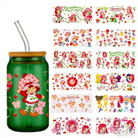 Funko 30 types of cartoon strawberry girls pattern 16oz UV DTF Cup Wrap Cartoon Transfers Libbey Wrap Tumbler DIY Logo Sticker