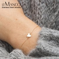 eManco Stainless Steel Simple Heart Bracelet Ladies Friendship Valentine's Day Gift Fine Jewelry Fashion