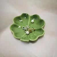 1PCCeramic Taste Dish Lucky Clover Shape Porcelain Nut Saucer Small Plate Soy Sauce Seasoning Tableware Kitchen Accessories