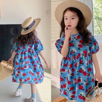 Girls' dress new summer Children Clothing Korean version fashionable short sleeved floral skirt pastoral princess dress