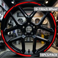 16Pcs Racing Stripe Wheel Rim Stickers, Waterproof Self-Adhesive Vinyl Decals, Suitable for 17 18 19 Inch Car, Motorcycle and