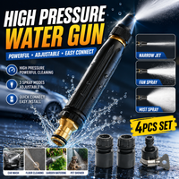 4pcs High Pressure Water Gun Kit 3 Spray Modes Adjustable Nozzle With Quick Connectors For Car Washing Gardening Outdoor Clean