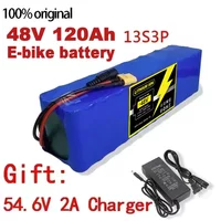 High-Capacity 13S3P 48V 120Ah 18650 Lithium Battery Pack for Electric Vehicle Motorcycle DIY Kit with 15A BMS 54.6V 2A Charger
