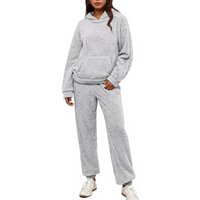 Women's Autumn Winter Plush Home Clothes Two-piece Set Casual Hooded Sweatshirt Trousers Home Two-piece Suit Female Pajama Sets