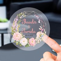 50pcsCustomized transparent circular stickers, personalized logos and text image labels for products, weddings, and businesses