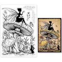 1Sheet Fairy Mushrooms Clear Stamps Beautiful Fairy Silicone Stamps Rabbit Plants Rubber Stamps Transparent Seal Stamps for DIY