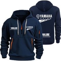 Yamaha Spring/Autumn Men's Hooded Sweater with Zipper and Multiple Pockets Crewneck Shirt Men's Outdoor Sports Leisure Hoodie