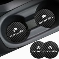 2Pcs of carbon brazing anti slip car cup pad rubber pad interior For Citroen C4 C3 C2 C1 C5 DS3 Berlingo Xsara Grand sticker