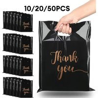 Thank You Bag Black Handheld Shopping Bag Plastic Packaging for Parties Birthdays Weddings Thanksgiving Anniversary Christmas