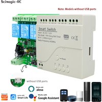 Tuya 4 Channel WiFi AC DC7-32V 85-250V 110V 220V Receiver 10A 16A Relay 4ch Motor Controller Module Works With Alexa,Google Home