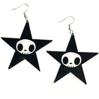 Punk Jewelry Acrylic Black Skull Star Earrings for Women 90s Aesthetic Grunge Rock Drop Earrings Accessories Goth Cool