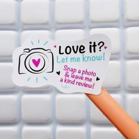 100pcs Love it Let Me Know with Cute Camera Design Stickers 1.6inch Thank You Stickers Bakeries Handmade Small Business Stickers