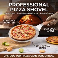 10-Inch Stainless Steel Pizza Safety Transfer Spoon with Wooden Handle round Cake Transfer Tool Baking Equipment