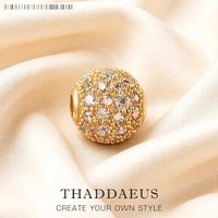 Zerkleinerte Pavé-Goldperlen, reine 925er-Sterlingsilber-Charms, trendiger DIY-Schmuck, Accessoires, Geschenk