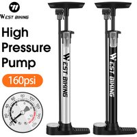 WEST BIKING 160PSI High Pressure Bike Pump Schrader&Presta Valves Air pump Metal Durable Bike Inflator MTB Road Bike Accessories