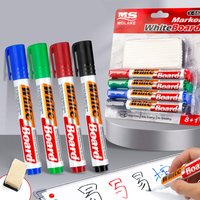 Whiteboard Marker Set,With Chalkboard Eraser,Refillable,Safe,Non-Toxic,High Capacity,For Office,Meetings,And Educational Use