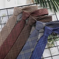 6Cm College Style Tie Ins Style Japanese Checkered Tie Jk Uniform Cotton Neckie Student Hand Tie
