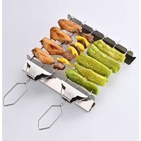 New Three-Headed BBQ Skewers Set Stainless Steel Grilling Fork For Meat Veggies Fruits Reusable Roasting Sticks 3 Way Skewer